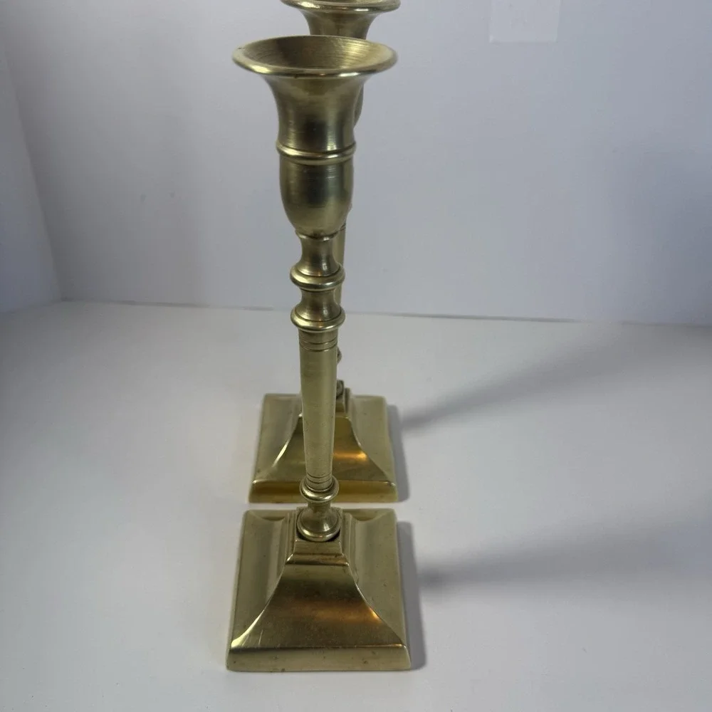 Vintage Pair Of Solid Brass Candle Stick Holder 9.5
